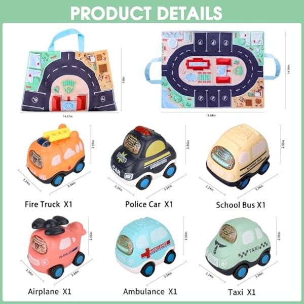 Baby Car Toy for 1 Year Old Boy, Push and Go Cars Toy with Play Mat/Storage Bag for Toddlers Toys Age 1-2,Baby Toys 12-18 Months,1 Year Old Boy Christmas Birthday Gift for Infant T