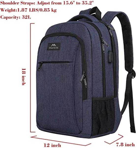 MATEIN Laptop Backpack,Slim Travel Backpack with Laptop Compartment for Men Women,College Daypack Gift Computer Bag fits 15.6 Inch Notebook, Blue