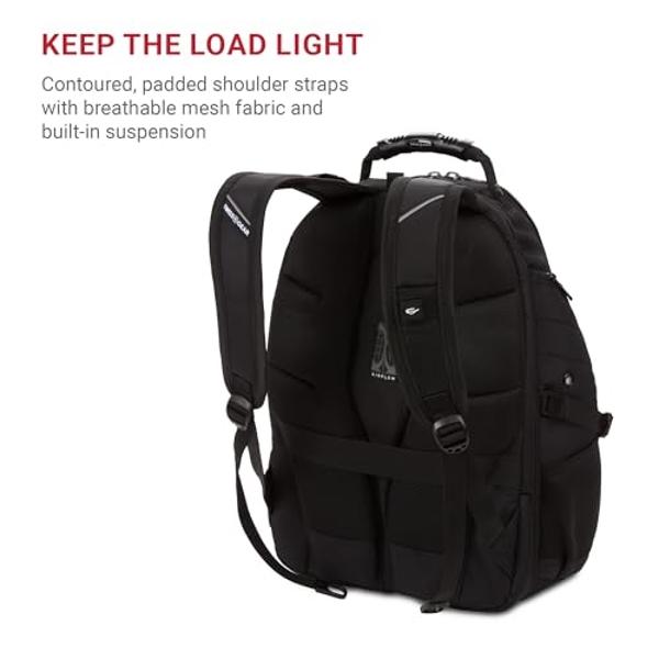 SwissGear 1900 Scansmart TSA 17 Laptop Backpack, Black/Black, 19-Inch