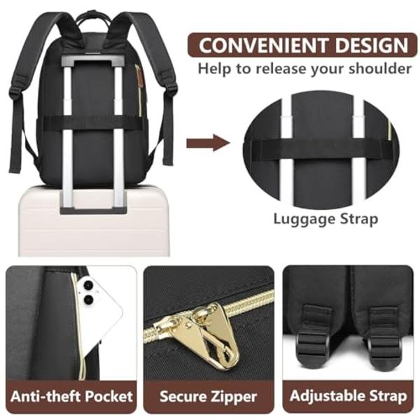 Laptop Backpack for Women Bag - 15.6 inch Work Travel Backpack with USB Charger College Bookbag Waterproof Business Computer Backpack Anti-theft Casual Backpacks for Nurse Teacher 