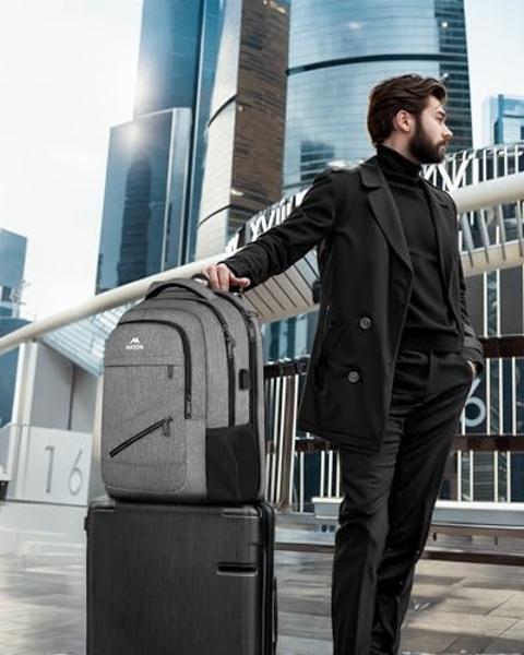 MATEIN Travel Laptop Backpack, 17 Inch Business Flight Approved Carry on Backpack, TSA Large Computer Bag for Men Women with USB Port and Trolley Sleeve, College School Tactical Bo