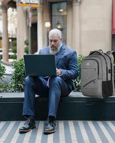 MATEIN Travel Laptop Backpack, 17 Inch Business Flight Approved Carry on Backpack, TSA Large Computer Bag for Men Women with USB Port and Trolley Sleeve, College School Tactical Bo