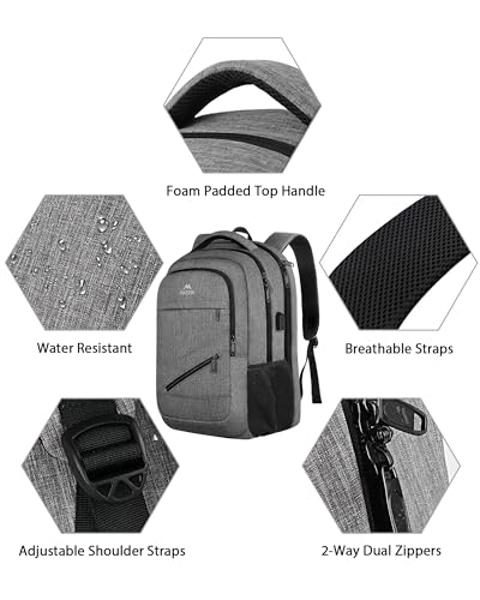 MATEIN Travel Laptop Backpack, 17 Inch Business Flight Approved Carry on Backpack, TSA Large Computer Bag for Men Women with USB Port and Trolley Sleeve, College School Tactical Bo