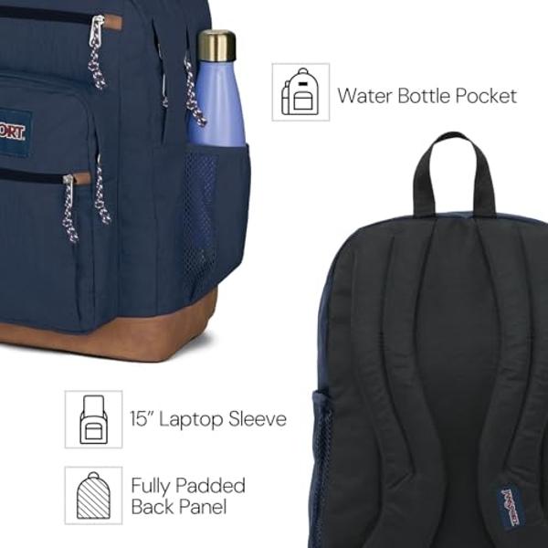 JanSport Cool Backpack, with 15-inch Laptop Sleeve - Large Computer Bag Rucksack with 2 Compartments, Ergonomic Straps, Navy