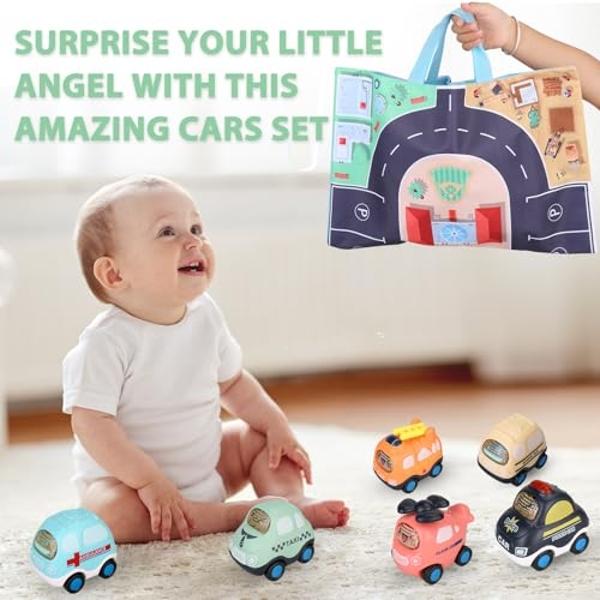 Baby Car Toy for 1 Year Old Boy, Push and Go Cars Toy with Play Mat/Storage Bag for Toddlers Toys Age 1-2,Baby Toys 12-18 Months,1 Year Old Boy Christmas Birthday Gift for Infant T