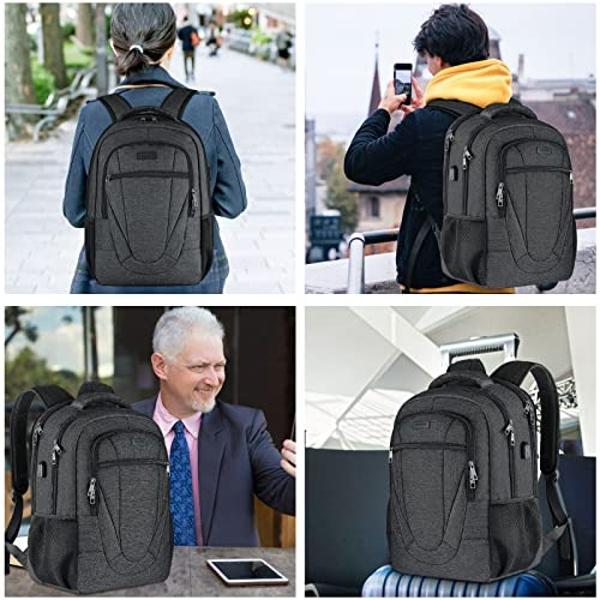 BIKROD Travel Laptop Backpack, 17 Inch Extra Large School Backpacks for Teen Boys and Girls, Black Water Resistant Women Back Pack, Business Men Sturdy Computer Bag with USB Chargi