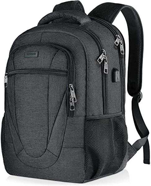 MATEIN Extra Large Backpack, 17 Inch Travel Laptop Backpack with USB Charging Port, Anti Theft TSA Friendly Business Work College Computer Backpack for Men Women, Black