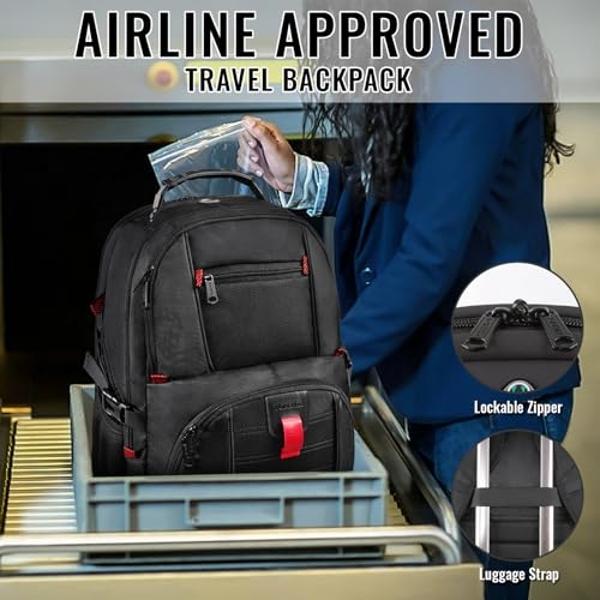 YOREPEK Travel Backpack, Extra Large 50L Laptop Backpacks for Men Women, Water Resistant College Backpacks Airline Approved Business Work Bag with USB Charging Port Fits 17 Inch Co