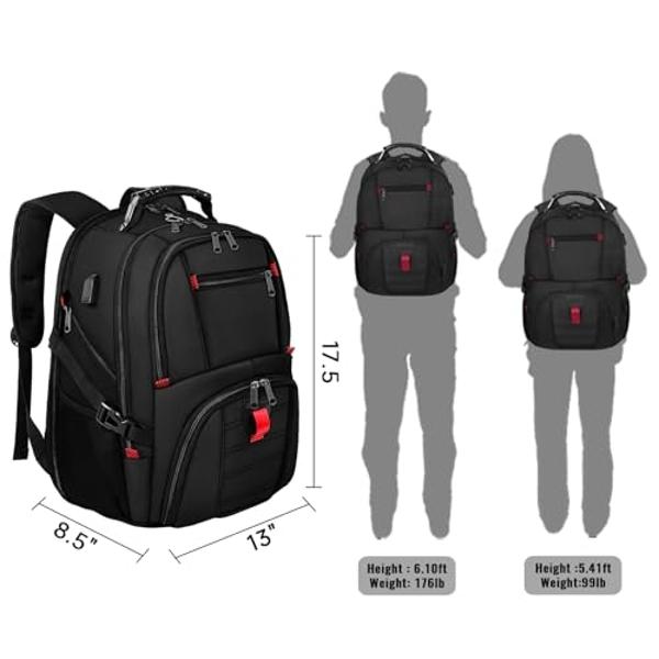 YOREPEK Travel Backpack, Extra Large 50L Laptop Backpacks for Men Women, Water Resistant College Backpacks Airline Approved Business Work Bag with USB Charging Port Fits 17 Inch Co