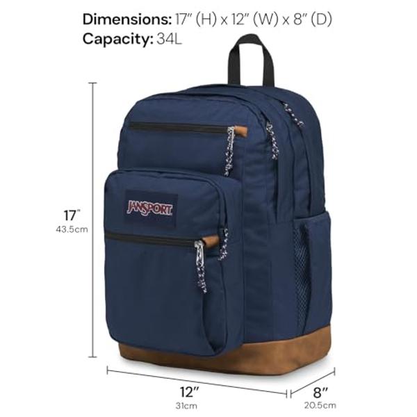 JanSport Cool Backpack, with 15-inch Laptop Sleeve - Large Computer Bag Rucksack with 2 Compartments, Ergonomic Straps, Navy