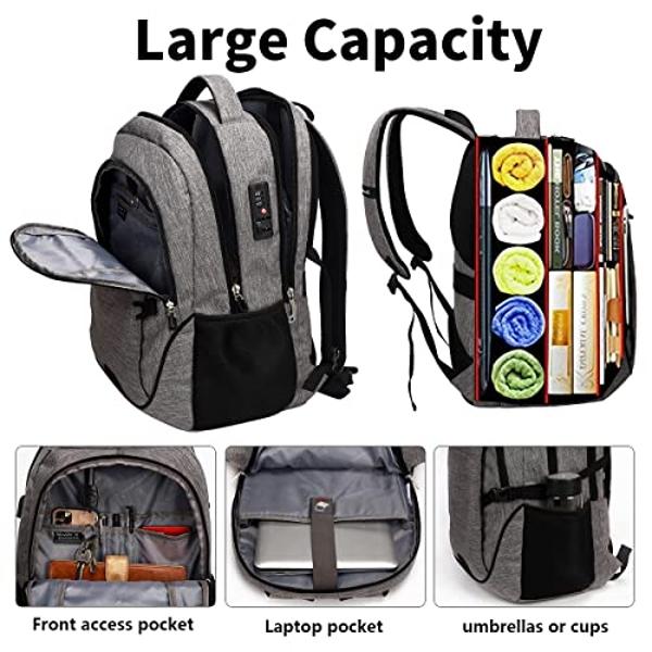 SHRRADOO Anti Theft Laptop Backpack Travel Backpacks with usb Charging Port for Women Men College Backpack Computer Bag Fits 17 Inch Laptop,Black