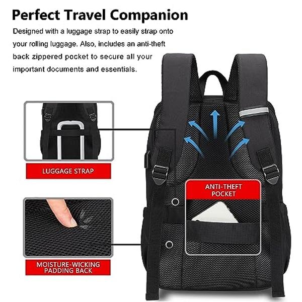 MAXTOP Deep Storage Laptop Backpack with USB Charging Port[Water Resistant] College Computer Bookbag Fits 15 Inch Laptop Black