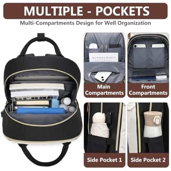 Laptop Backpack for Women Bag - 15.6 inch Work Travel Backpack with USB Charger College Bookbag Waterproof Business Computer Backpack Anti-theft Casual Backpacks for Nurse Teacher 