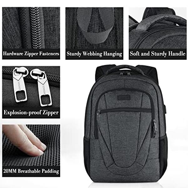 BIKROD Travel Laptop Backpack, 17 Inch Extra Large School Backpacks for Teen Boys and Girls, Black Water Resistant Women Back Pack, Business Men Sturdy Computer Bag with USB Chargi