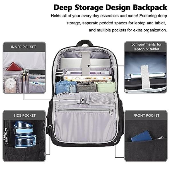 MAXTOP Deep Storage Laptop Backpack with USB Charging Port[Water Resistant] College Computer Bookbag Fits 15 Inch Laptop Black