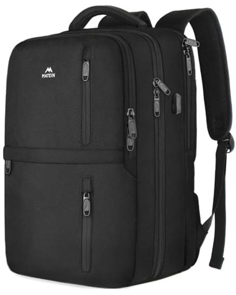 MATEIN Carry on Backpack, Large 40L Flight Approved Travel Backpack with USB Port, TSA Personal Item Travel Bag fits 17" Laptop, Water Resistant Luggage Overnight Weekender Bag for