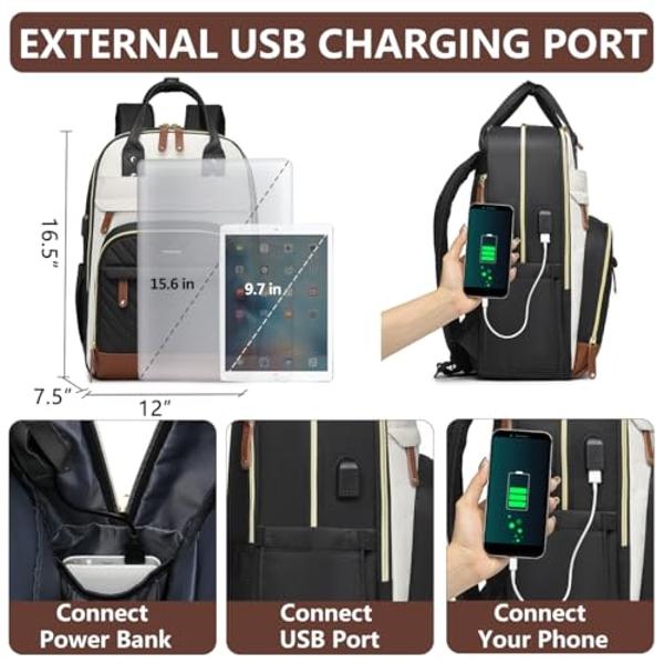 Laptop Backpack for Women Bag - 15.6 inch Work Travel Backpack with USB Charger College Bookbag Waterproof Business Computer Backpack Anti-theft Casual Backpacks for Nurse Teacher 