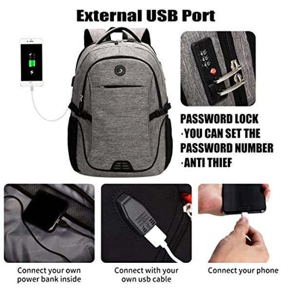 SHRRADOO Anti Theft Laptop Backpack Travel Backpacks with usb Charging Port for Women Men College Backpack Computer Bag Fits 17 Inch Laptop,Black
