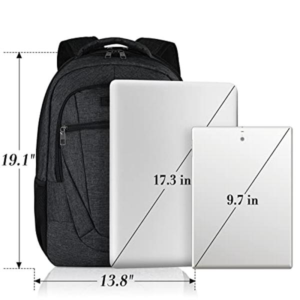 BIKROD Travel Laptop Backpack, 17 Inch Extra Large School Backpacks for Teen Boys and Girls, Black Water Resistant Women Back Pack, Business Men Sturdy Computer Bag with USB Chargi