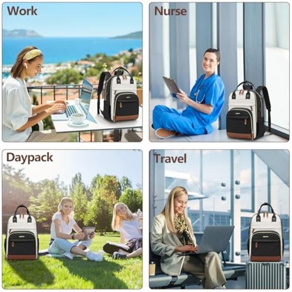 Laptop Backpack for Women Bag - 15.6 inch Work Travel Backpack with USB Charger College Bookbag Waterproof Business Computer Backpack Anti-theft Casual Backpacks for Nurse Teacher 