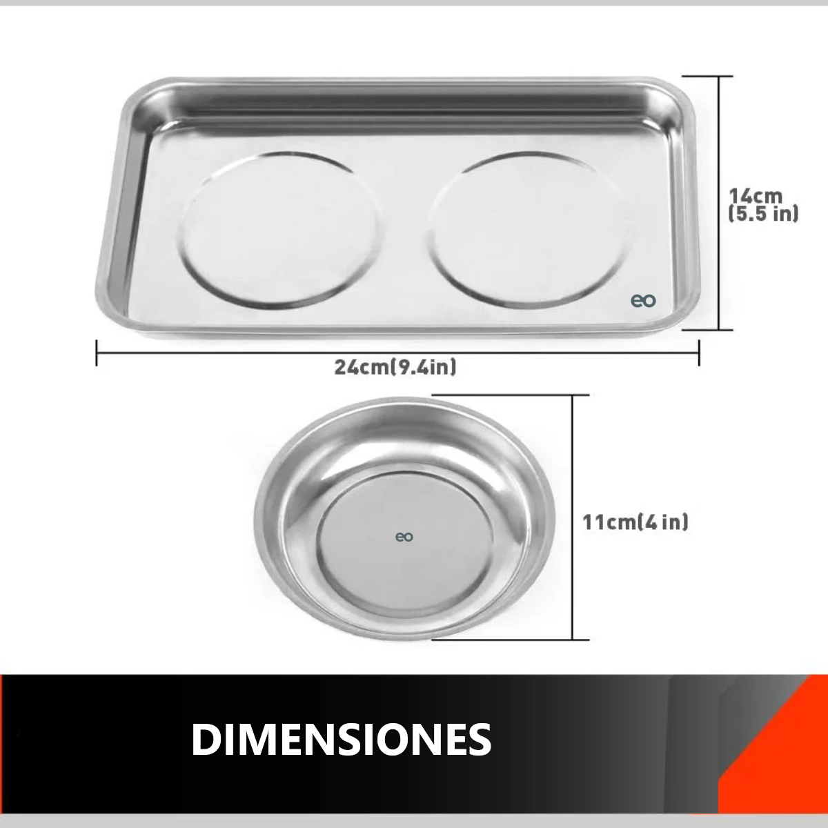 Set 4 Bandejas Charolas Magnéticas De Acero Inoxidable Multiusos