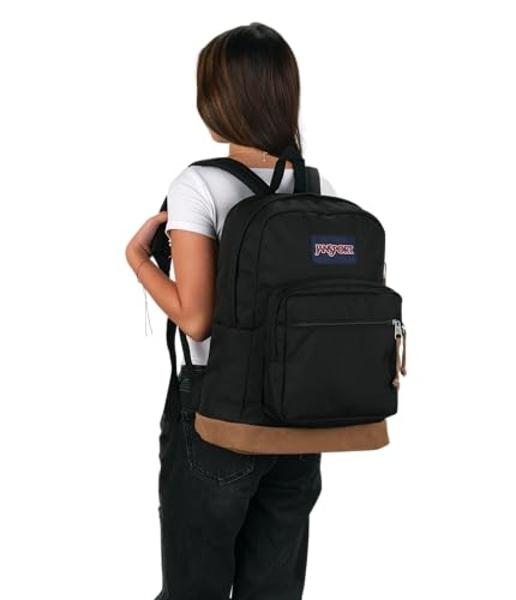 JanSport Right Pack Backpack - Durable Daypack with Padded 15" Laptop Sleeve, Spacious Main Compartment & Integrated Water Bottle Pocket - Black