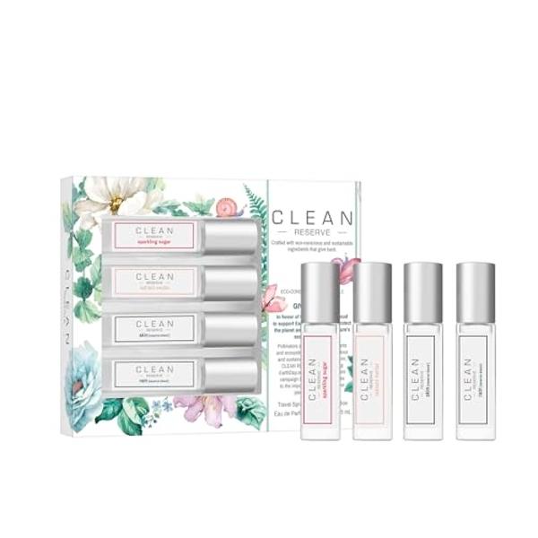 CLEAN RESERVE Eau de Parfum Layering Gift Set | Includes Warm Cotton, Skin, Rain, and Radiant Nectar Fragrance | 4 x 5mL Spray