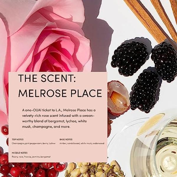 OUAI Melrose Place Eau de Parfum Travel Size - Elegant Womens Perfume for Everyday Wear - Fresh Floral Scent has Notes of Champagne, Bergamot & Rose with Delicate Hints of Cedarwoo