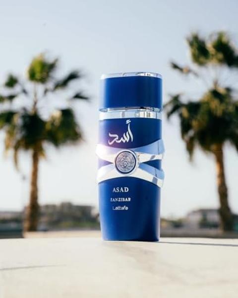 Lattafa Asad Zanzibar - Fresh, Spicy, Vanilla, Coconut - Eau de Parfum Long-Lasting Fragrance for Men, 3.40 Ounce / 100 ml