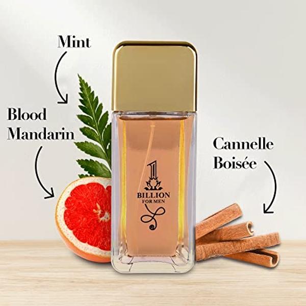 1 Billion- Eau De Toilette Spray Perfume, Fragrance For Men- Daywear, Casual Daily Cologne Set with Deluxe Suede Pouch- 3.4 Oz Bottle- Ideal EDT Beauty Gift for Birthday, Anniversa