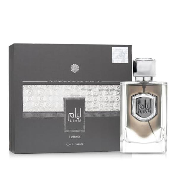 Lattafa Liam Grey Eau de Parfum Spray for Unisex, 3.4 Ounce