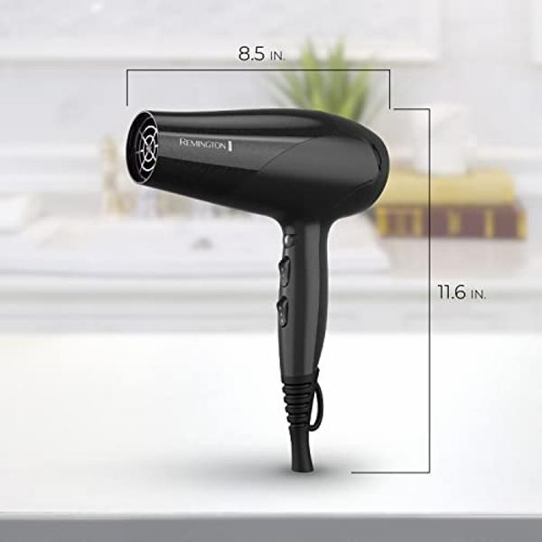 Remington Damage Protection Hair Dryer with Ceramic Ionic Tourmaline Technology, Black, Diffuser and Concentrator, 3 Piece Set