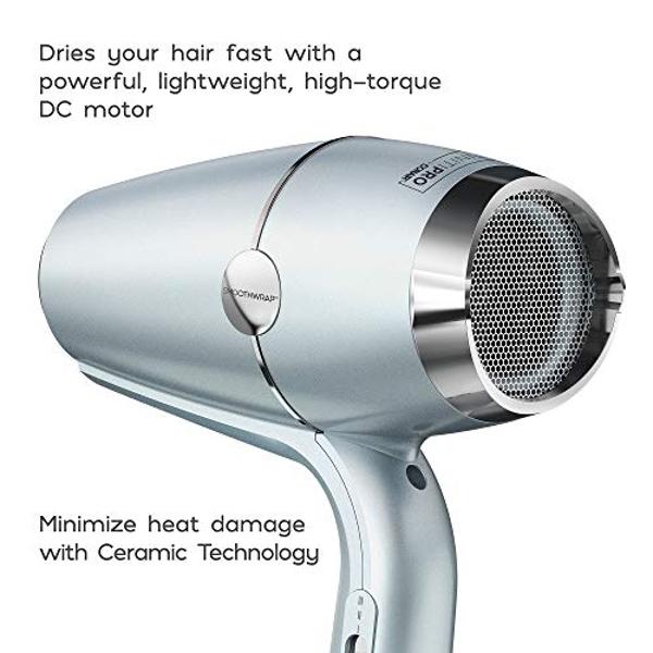 INFINITIPRO BY CONAIR SmoothWrap Hair Dryer with Diffuser | Blow Dryer for Less Frizz, More Volume and Body | With Advanced Plasma and Ceramic Technology | Mint