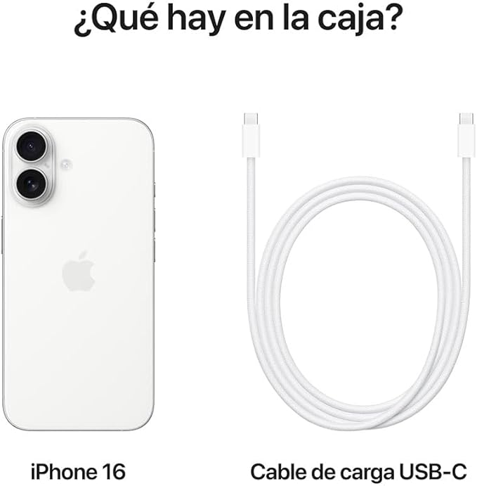 Apple iPhone 16 128GB Color Blanco Nuevo sellado E Sim mas Funda Protectora 