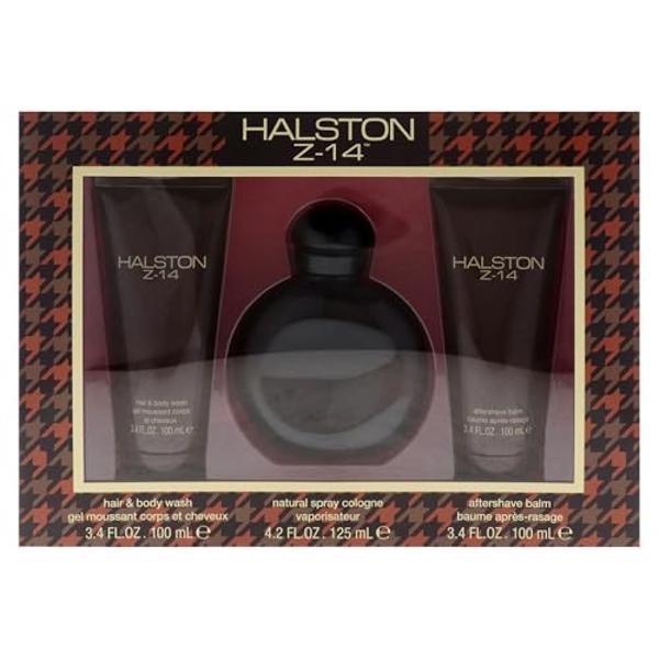 Halston Z-14 for Men - 2 Pc Gift Set 4.2oz EDC Spray, 3.4oz After Shave Balm, 3.4oz Hair and Body Wash
