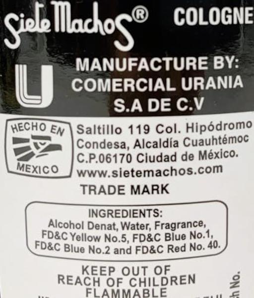 Siete Machos URANIA Original Cologne 3.72 oz. (110ml) (1 Pack)