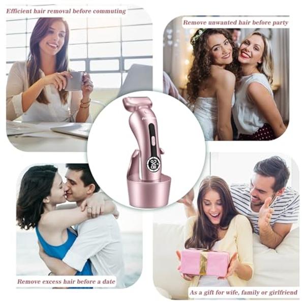 Akunbem Electric Shaver for Women for Legs Bikini Trimmer Electric Razors for Women Underarm Public Hairs Rechargeable Womens Shaver Wet Dry Use Painless Cordless with Detachable H
