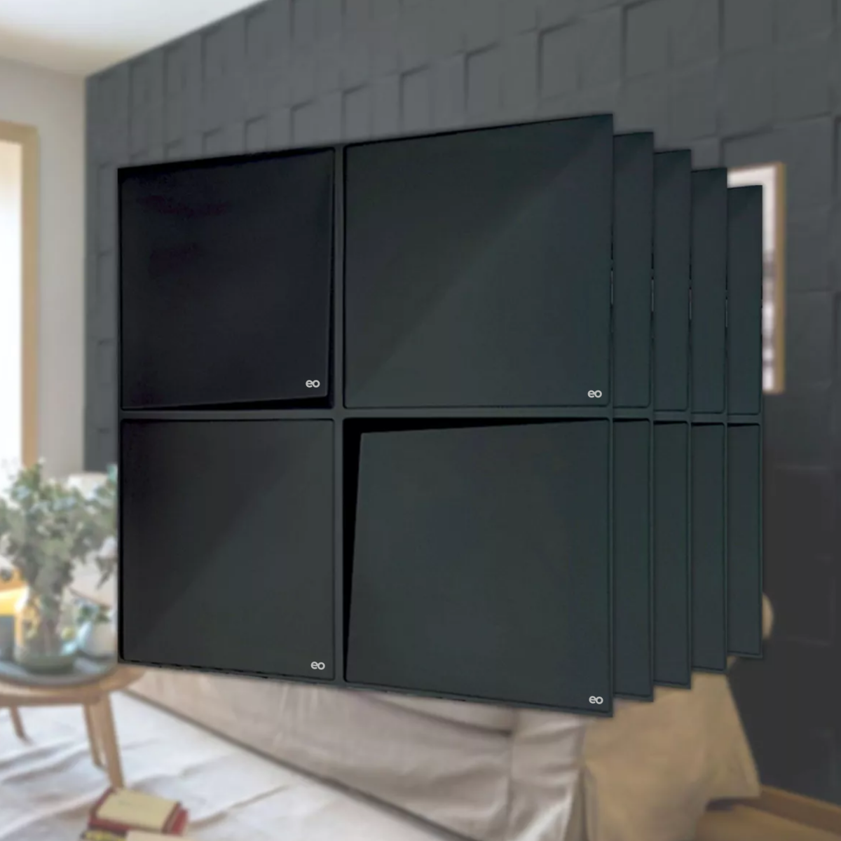 Panel decorativo pared 3d pvc Estilo moderno 30x30cm 12pcs Negro
