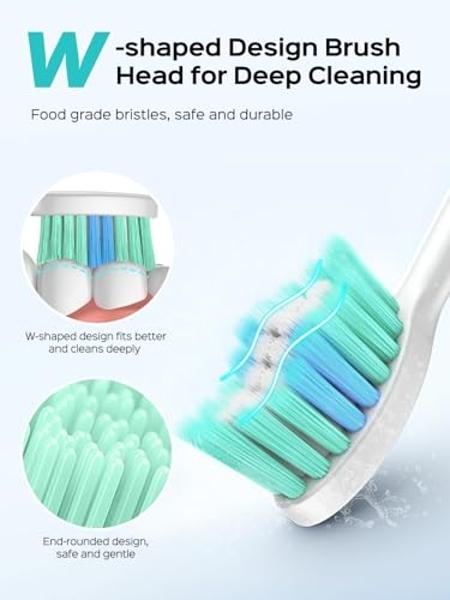 COSLUS Electric Toothbrush for Adults and Teen: Wireless Rechargeable Tooth Brush for Adult and Teen Youth with Portable Travel Case, 5 Modes 47000 VPM Power Toothbrushes 6 Brush H