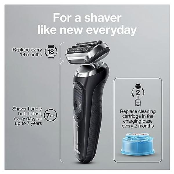 Braun Series 7 7075cc Electric Razor for Men with SmartCare Center, Beard Trimmer, Wet & Dry, Rechargeable, Cordless Foil Shaver, Black