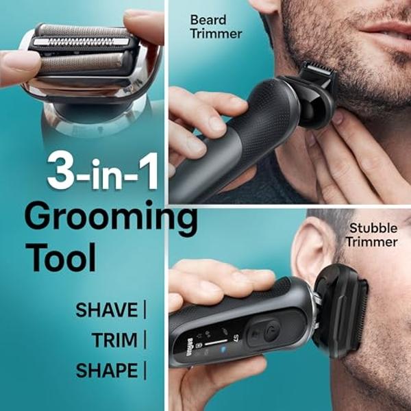 Braun Electric Shaver for Men, Series 7 7185cc, Waterproof, Wet & Dry Shave, Shaving Kit with SmartCare Center and Beard Trimmer, 3 Shave Modes, 60 Minute Battery Runtime, 10 Piece