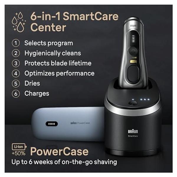 Braun Electric Shaver for Men, Series 7 7185cc, Waterproof, Wet & Dry Shave, Shaving Kit with SmartCare Center and Beard Trimmer, 3 Shave Modes, 60 Minute Battery Runtime, 10 Piece