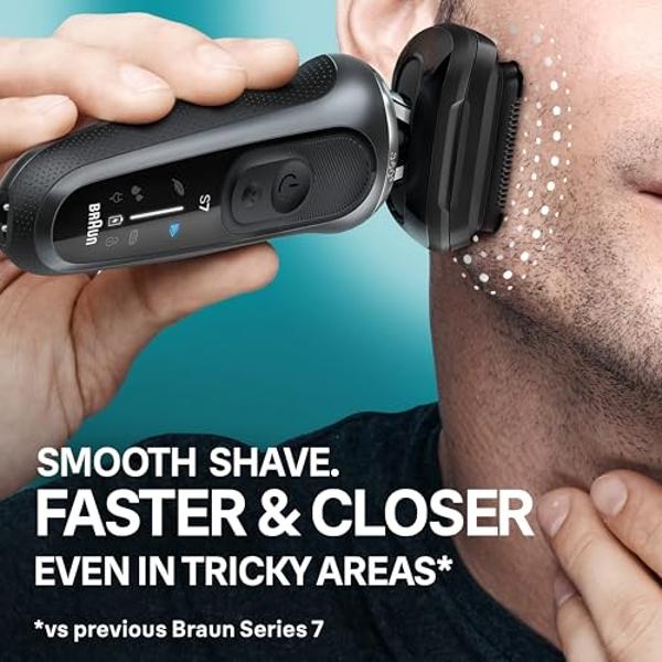Braun Electric Shaver for Men, Series 7 7185cc, Waterproof, Wet & Dry Shave, Shaving Kit with SmartCare Center and Beard Trimmer, 3 Shave Modes, 60 Minute Battery Runtime, 10 Piece