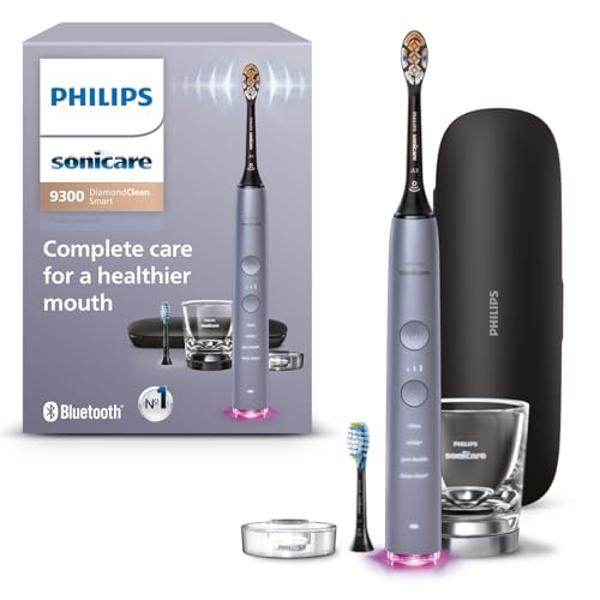 Philips Sonicare DiamondClean Smart 9300 Electric Toothbrush, Sonic Toothbrush with App, Pressure Sensor, Brush Head Detection, 4 Brushing Modes and 3 Intensity Levels, Grey, Model