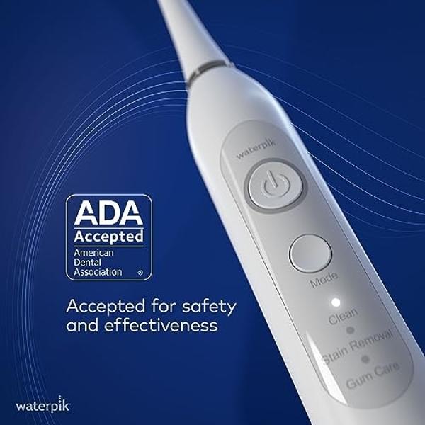 Waterpik Sensonic Sonic Electric Toothbrush, Rechargeable Toothbrush for Adults with 3 Modes, Travel Case, USB Charger, White STW-03W020, Packaging May Vary