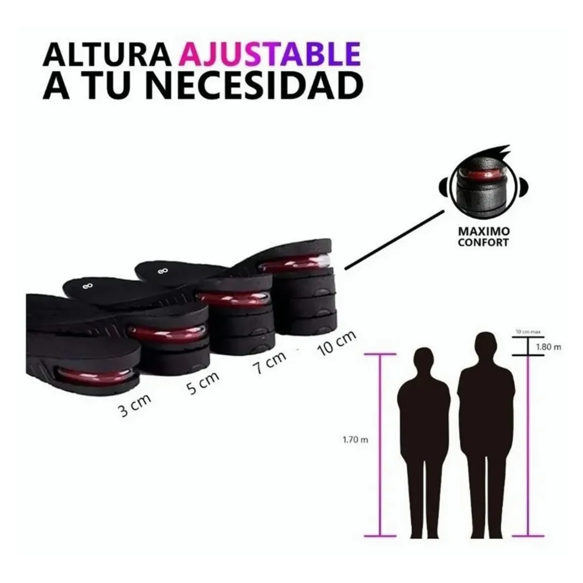 Plantilla Unisex Aumenta Altura 10 Cm Estatura