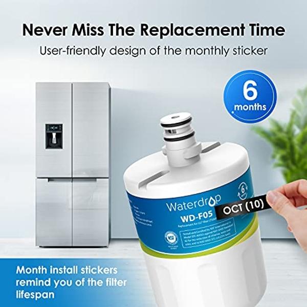 Waterdrop 5231JA2002A Refrigerator Water Filter, Replacement for LG®LT500P®, GEN11042FR-08, ADQ72910911, ADQ72910901, Kenmore 9890, 46-9890, LFX25974ST, LMX25964ST, 3 Pack, Package
