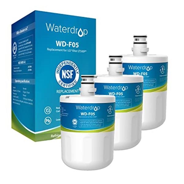 Waterdrop 5231JA2002A Refrigerator Water Filter, Replacement for LG®LT500P®, GEN11042FR-08, ADQ72910911, ADQ72910901, Kenmore 9890, 46-9890, LFX25974ST, LMX25964ST, 3 Pack, Package