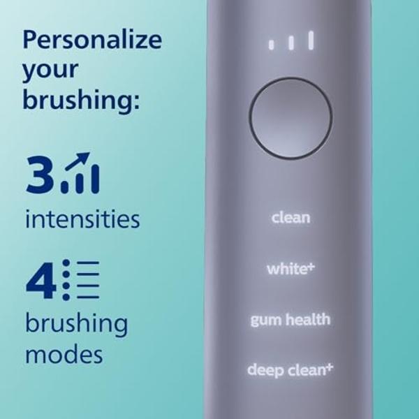 Philips Sonicare DiamondClean Smart 9300 Electric Toothbrush, Sonic Toothbrush with App, Pressure Sensor, Brush Head Detection, 4 Brushing Modes and 3 Intensity Levels, Grey, Model