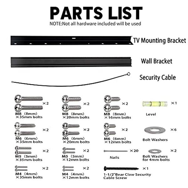 No Stud TV Wall Mount, Drywall Studless TV Hanger No Damage, No Drill, Non Screws, Dry Wall Flat Screen TVs Easy Install Bar Bracket fits VESA 12-55 inch TVs up to 99 lbs, Include 